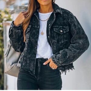 Black Corduroy distressed oversized jacket VICI